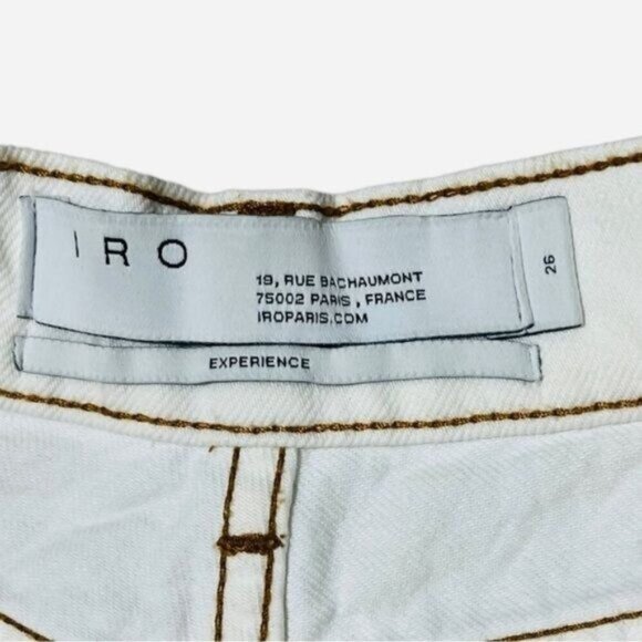 IRO FANNE Preshrunk Distressed Denim Shorts – High Rise Ecru, Size 26 - Picture 8 of 9